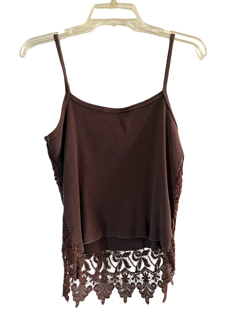 Maxima Brown Crochet Lace Camisole - Picture 4 of 6